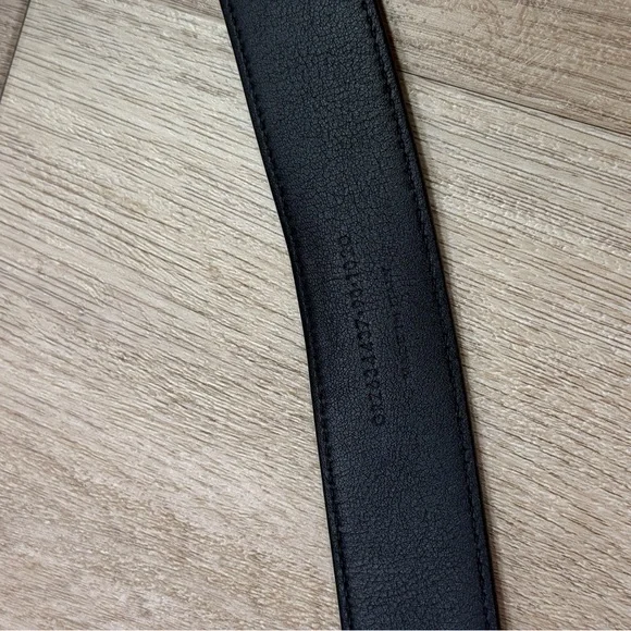 Saint Laurent Black Leather Belt with Silver YSL Accent - Picture 4 of 5